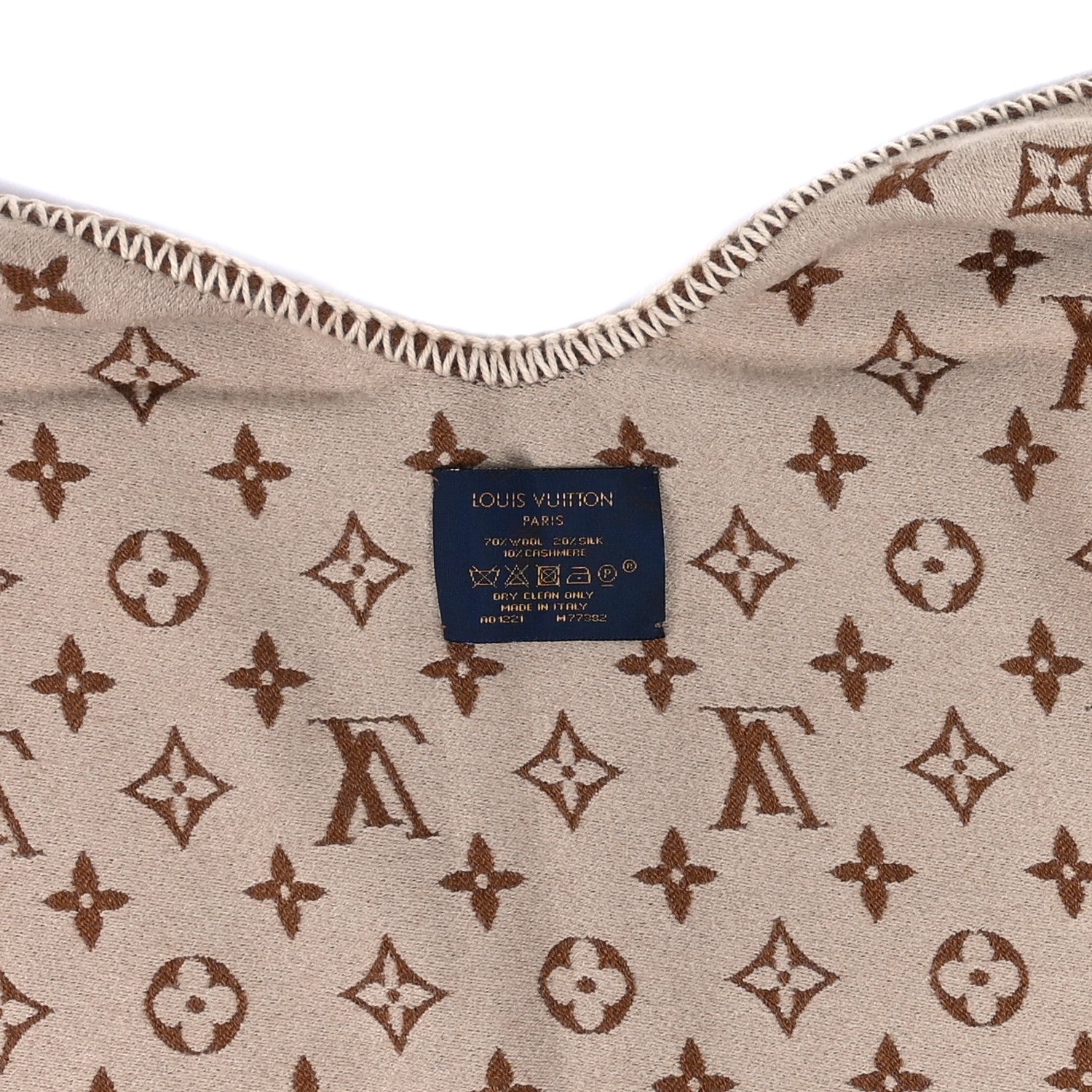 Louis Vuitton Wool Silk Cashmere Monogram Embrace Poncho Brown 4 of 4