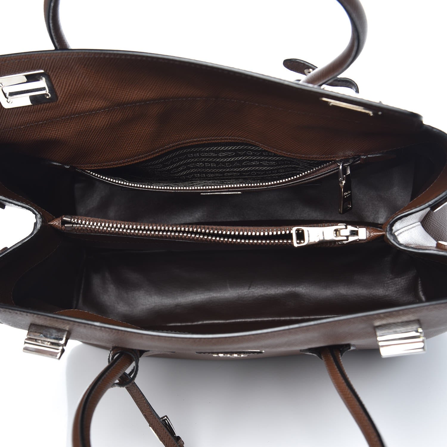 Prada Saffiano Cuir Twin Tote Cocoa 5 of 11