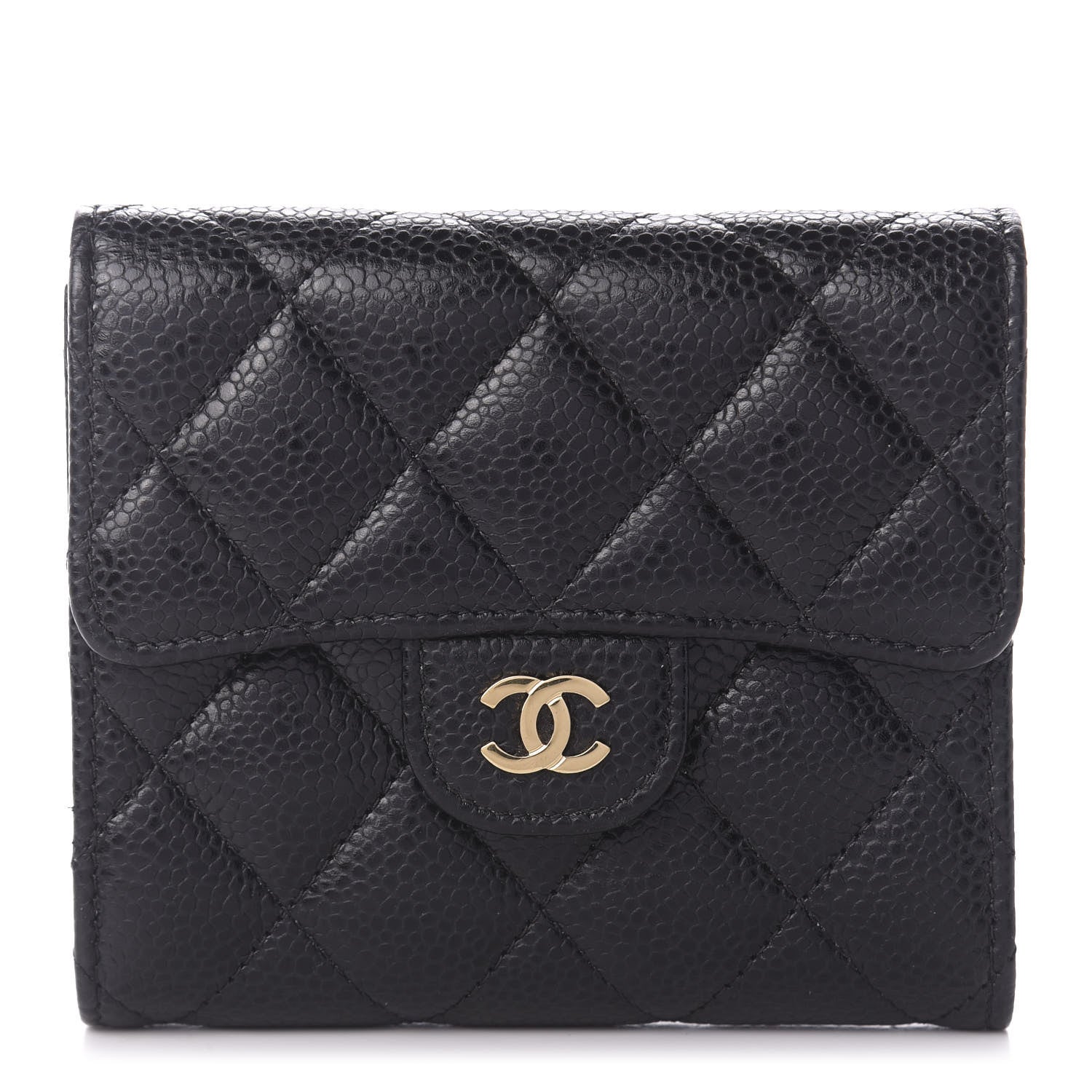 Chanel Caviar Quilted Compact Flap Wallet Black 1 of 9