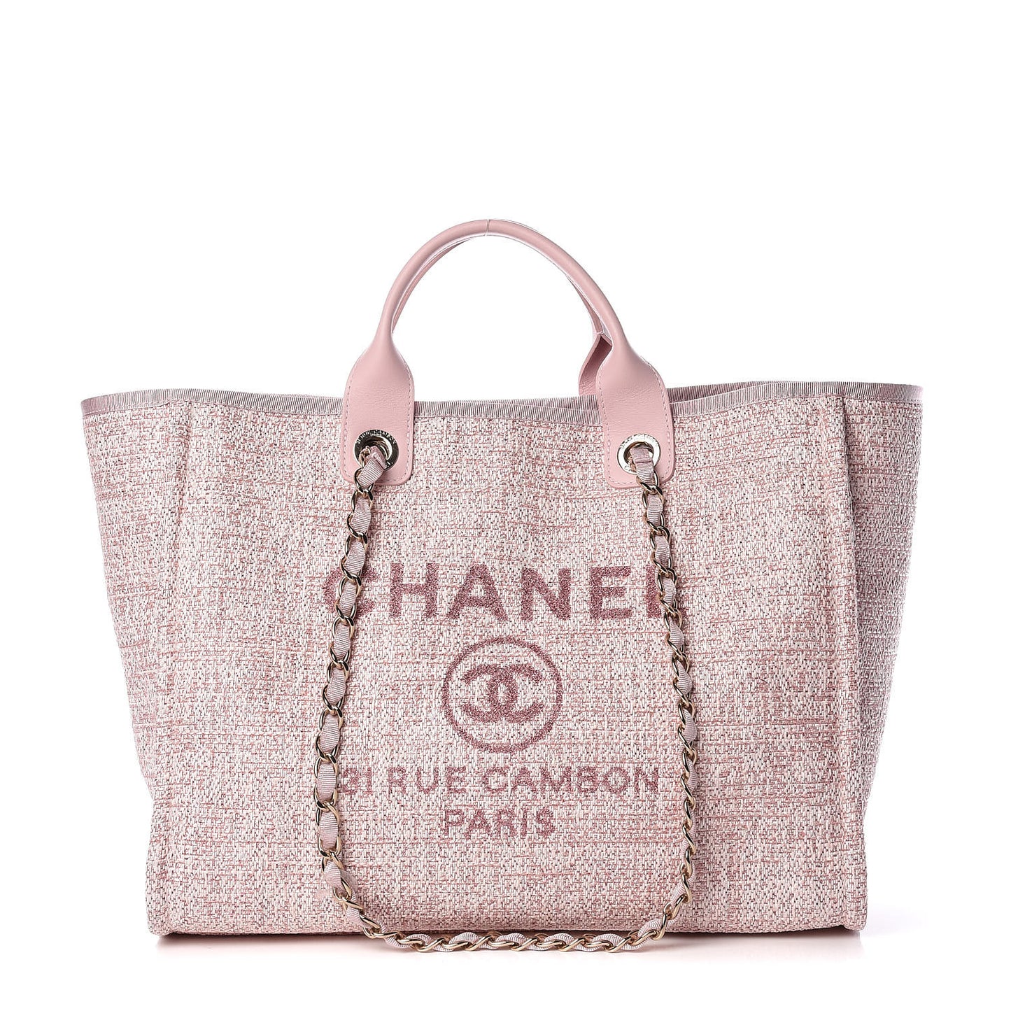 Straw Lurex Large Deauville Tote Pink