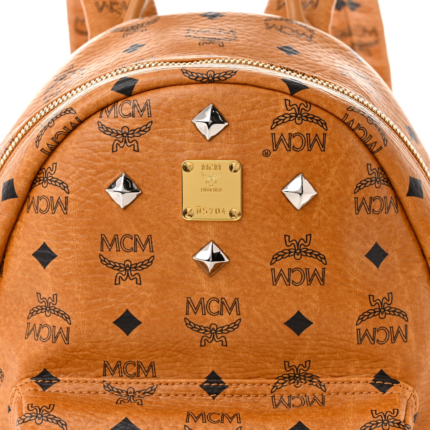 MCM Visetos Small Sprinkle Stud Stark Backpack Cognac 8 of 10