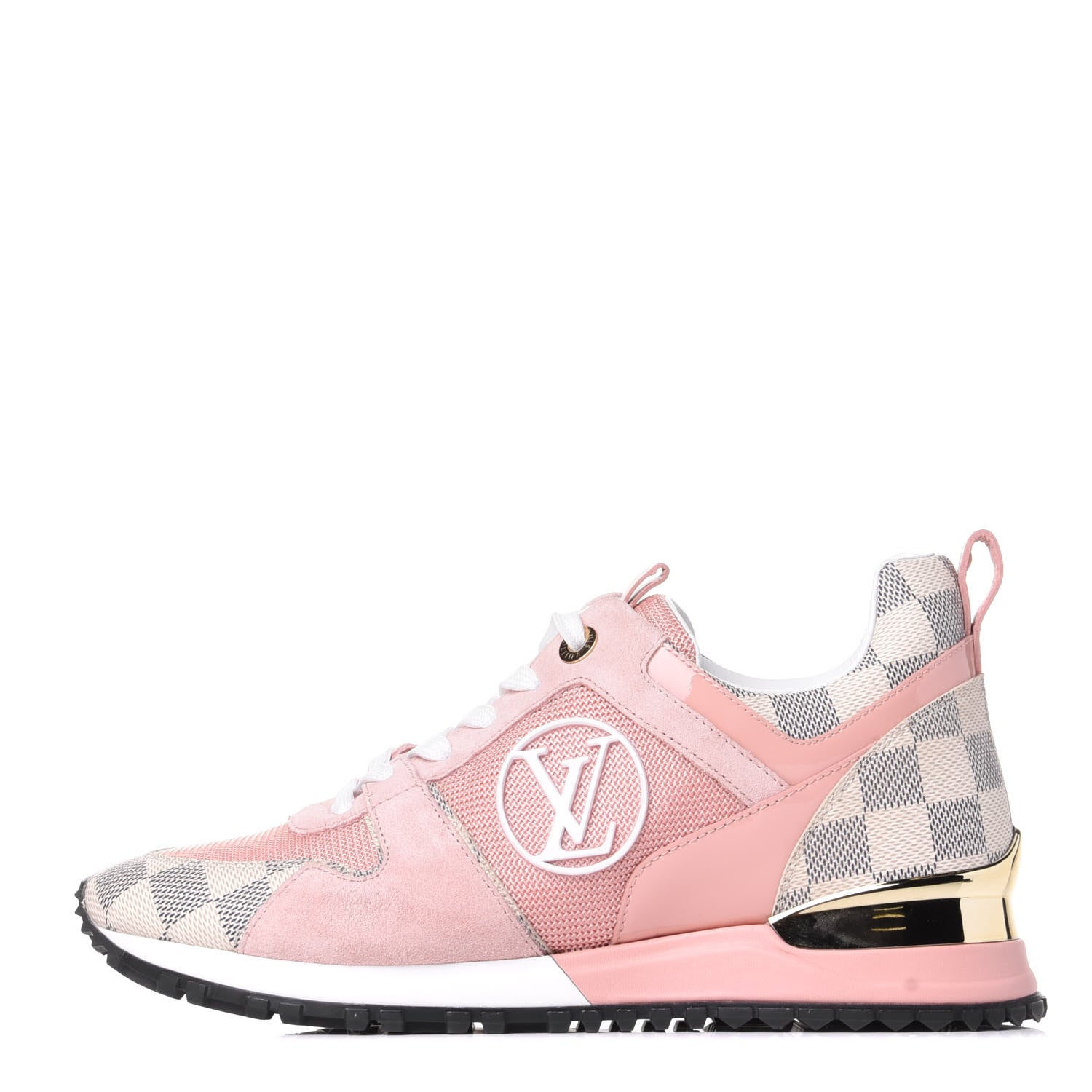 Louis Vuitton Suede Damier Azur Run Away Sneakers 37.5 Pink 1 of 11