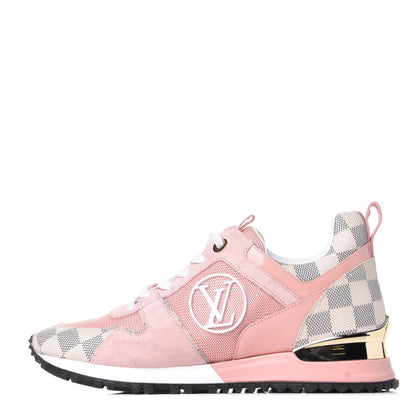 Louis Vuitton Suede Damier Azur Run Away Sneakers 37.5 Pink 1 of 11