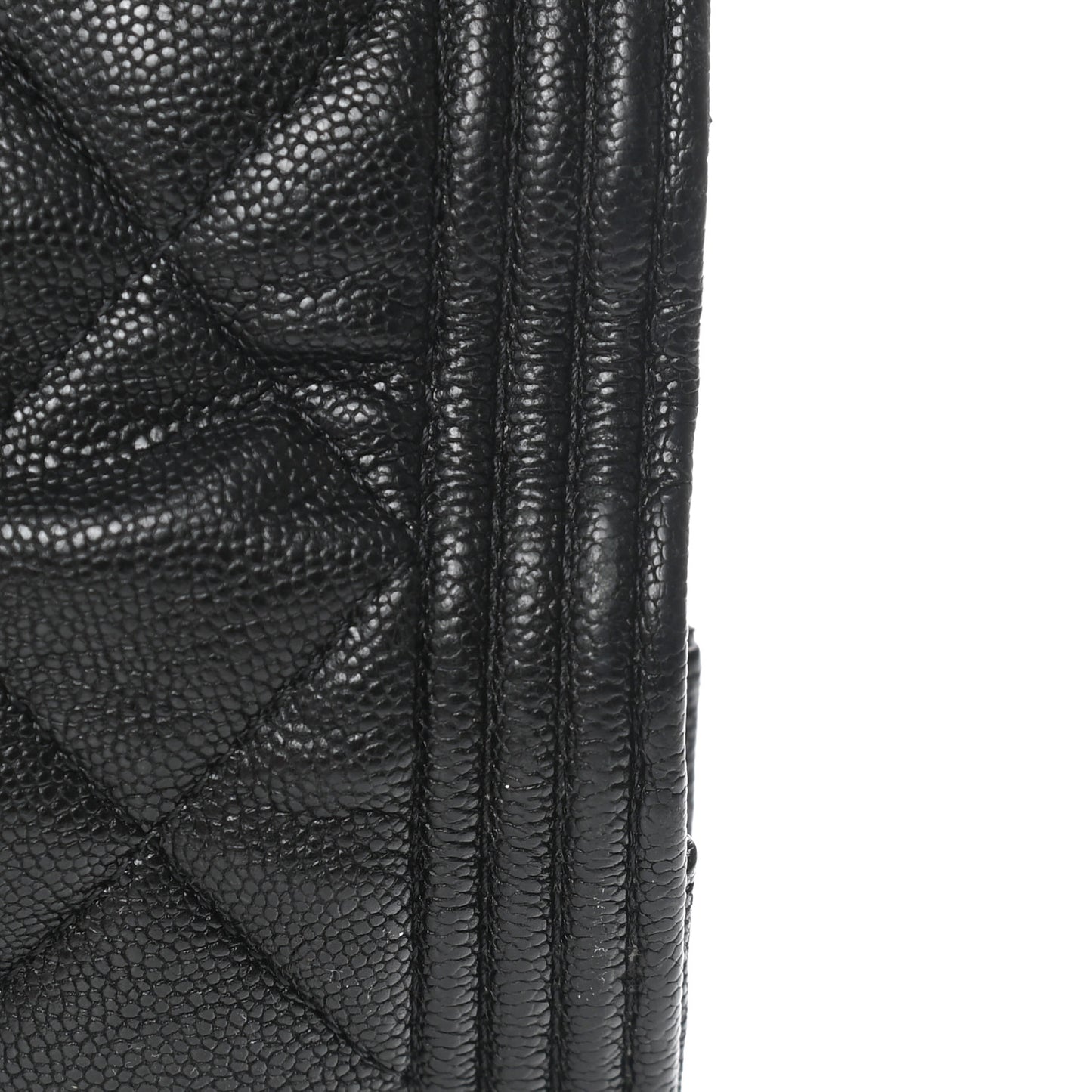 Caviar Quilted Large Boy Gusset Flap Wallet Black