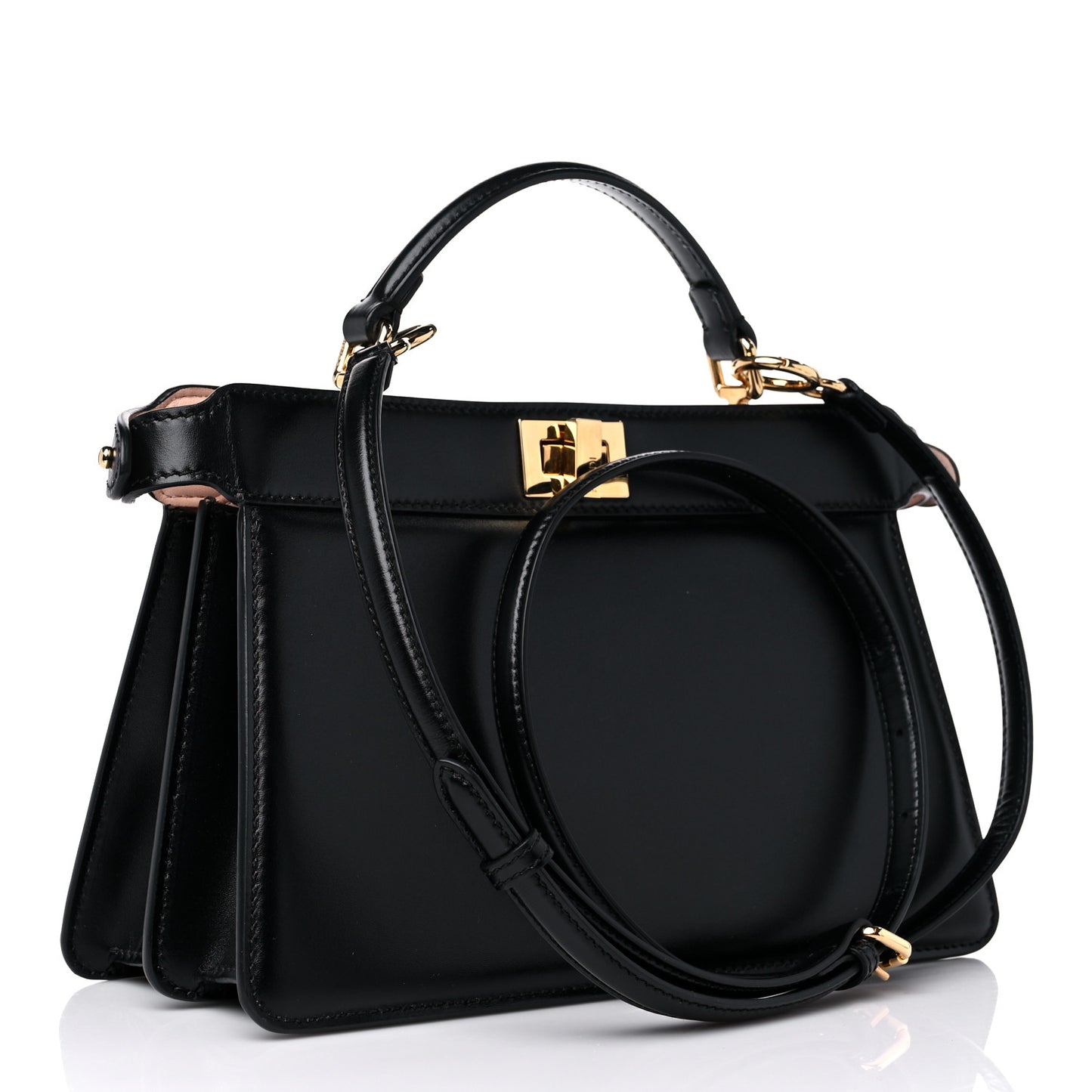 Vitello King Luxor Shiny Nappa Medium Peekaboo I SEE U East West Satchel Black Light Rose