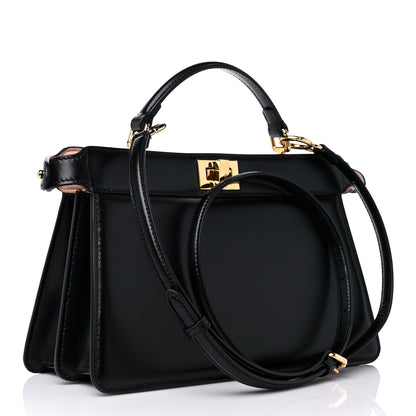 Fendi Vitello King Luxor Shiny Nappa Medium Peekaboo I SEE U East West Satchel Black Light Rose 3 of 8