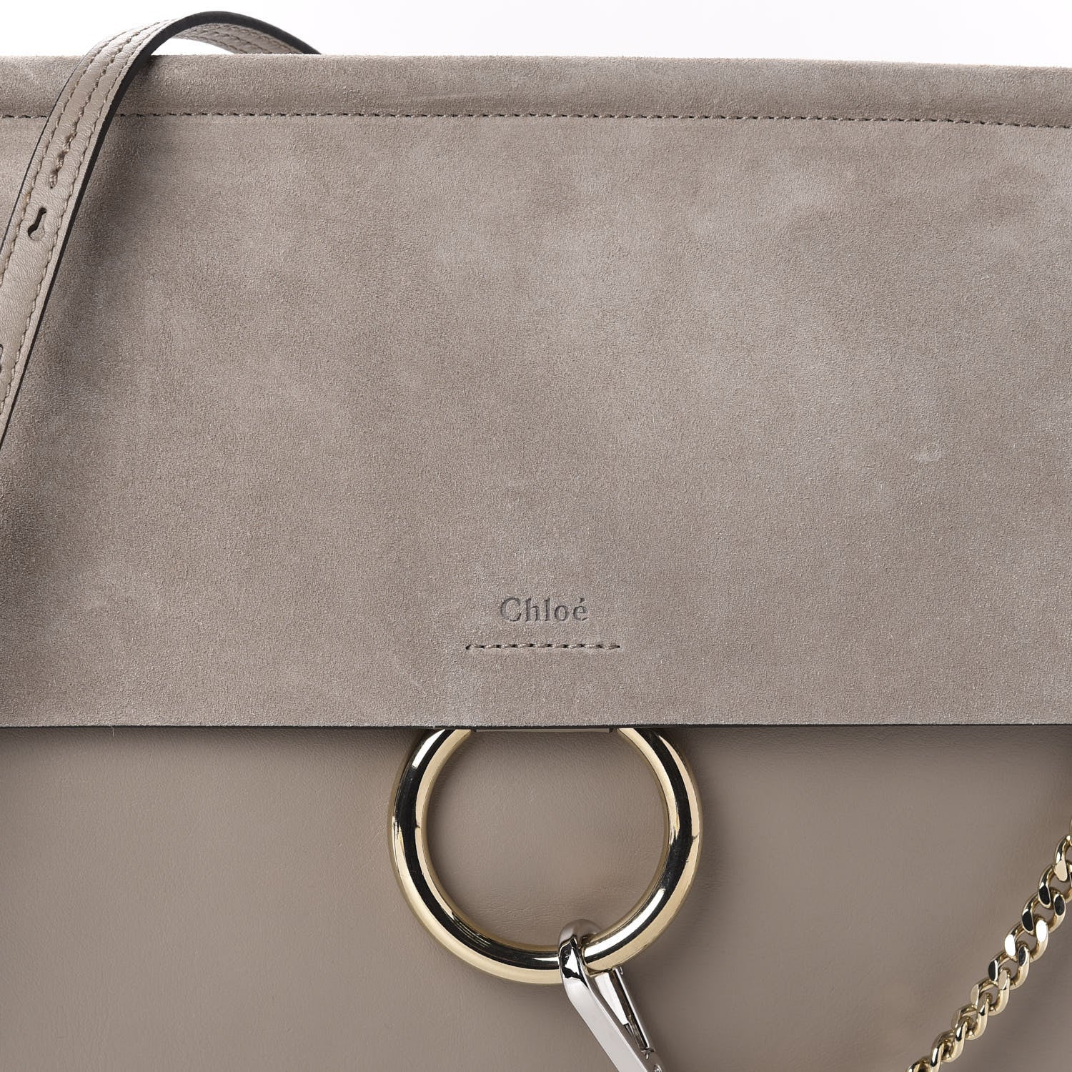 Chloe Calfskin Suede Medium Faye Shoulder Bag Motty Grey 12 of 12