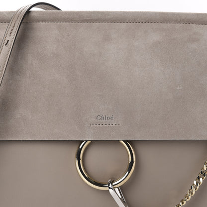 Chloe Calfskin Suede Medium Faye Shoulder Bag Motty Grey 12 of 12