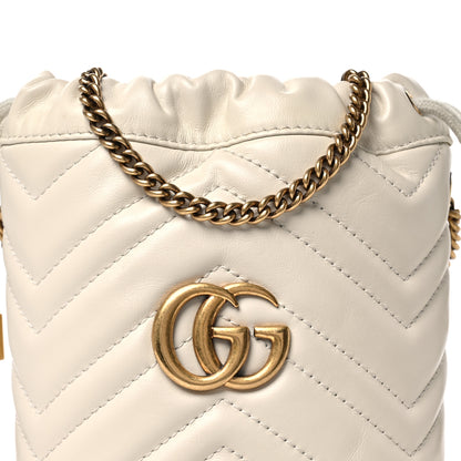 Gucci Calfskin Matelasse Mini GG Marmont 2.0 Bucket Bag White 8 of 10