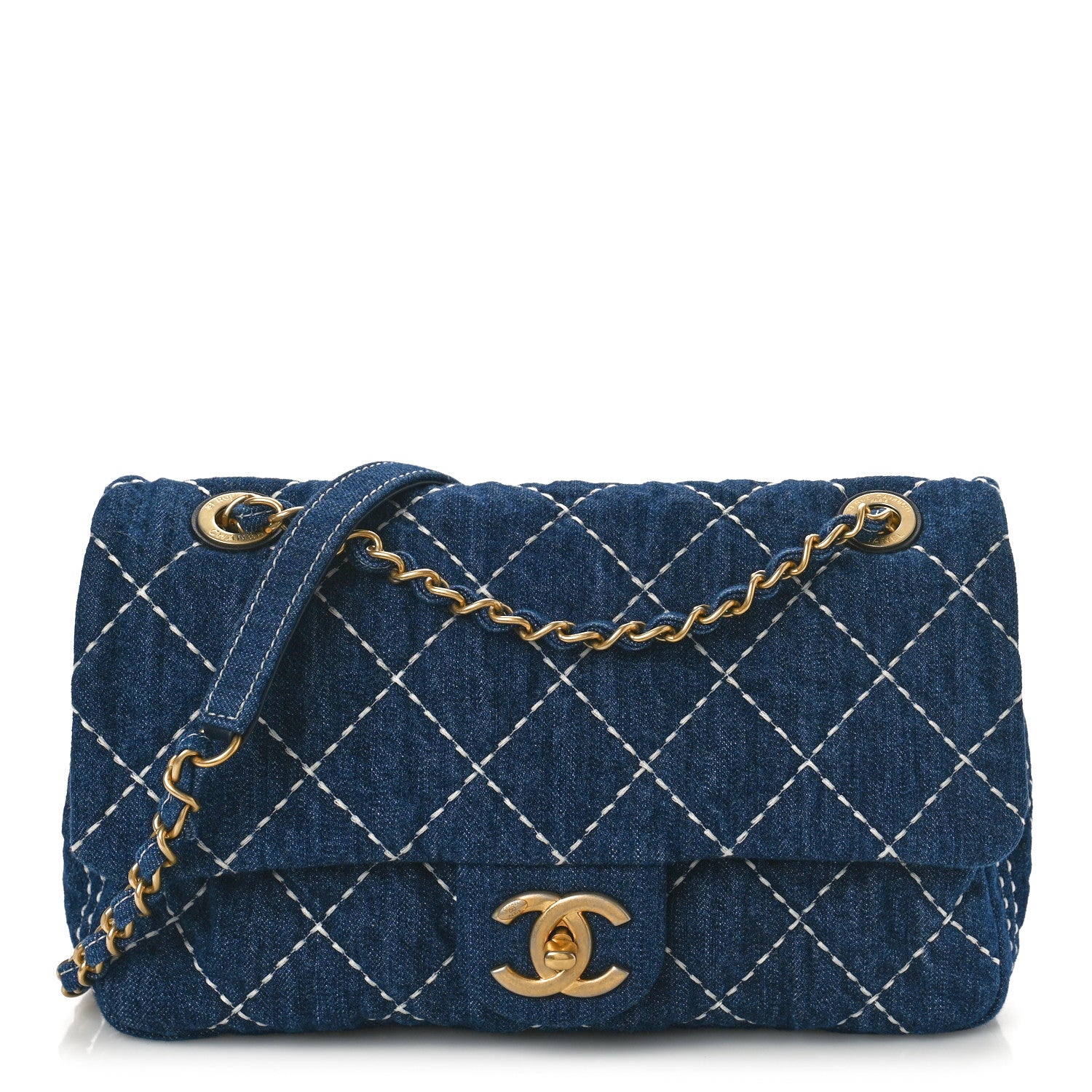 Chanel Denim Quilted Medium Denim Trip Single Flap Blue 1 of 9