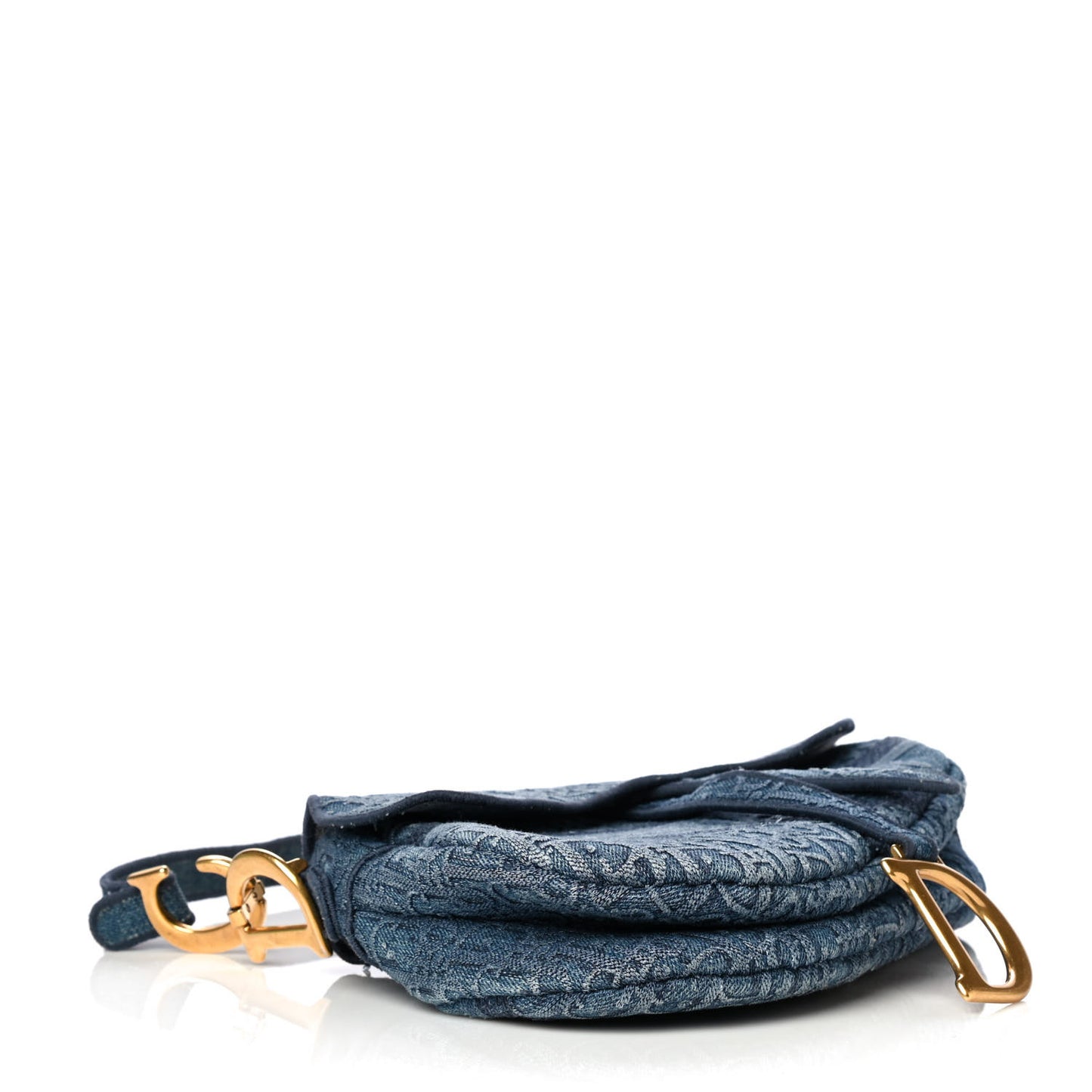 Oblique Embroidered Saddle Bag Denim Blue