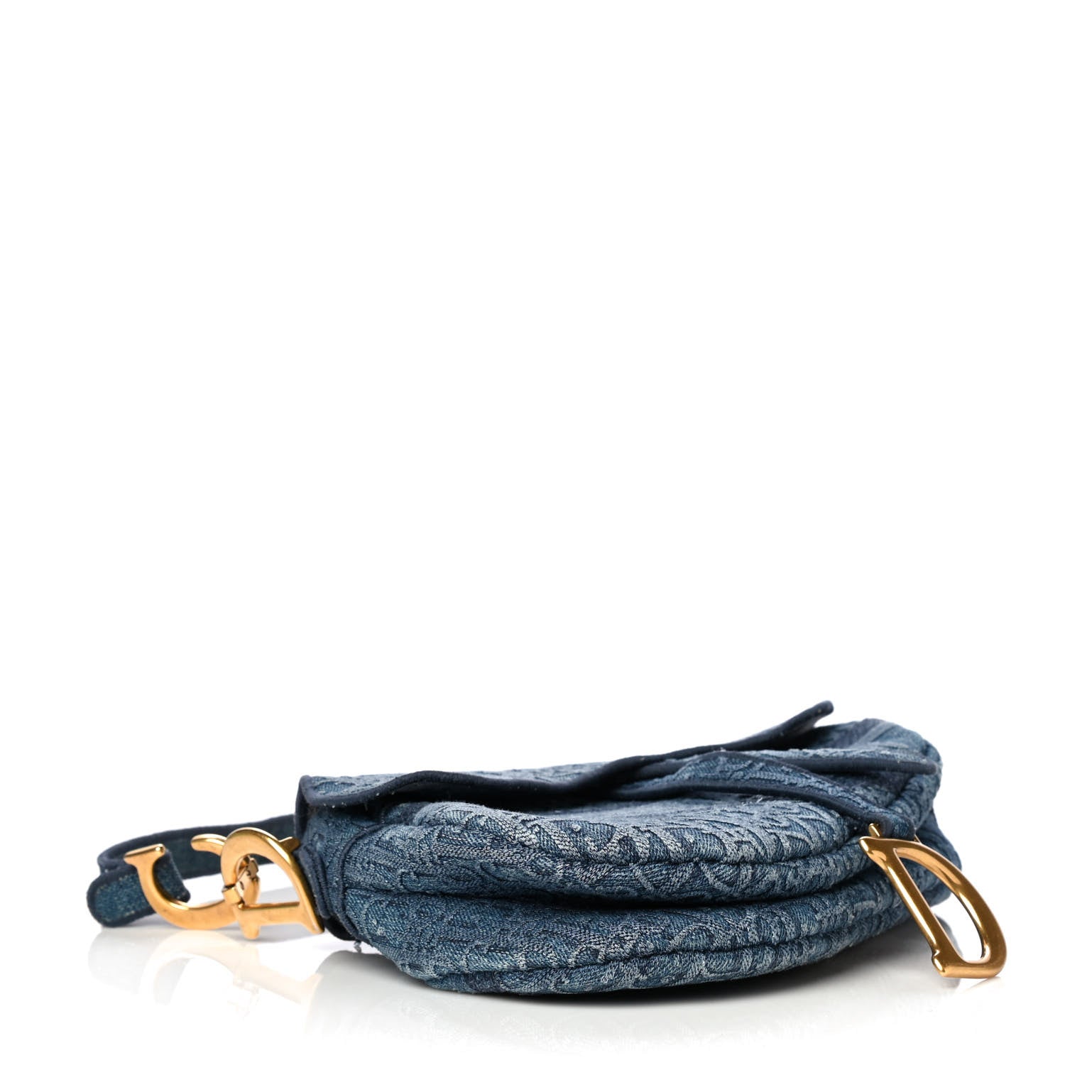 Christian Dior Oblique Embroidered Saddle Bag Denim Blue 3 of 6