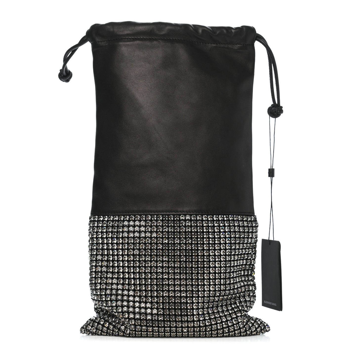 Lambskin Crystal Rhinestone Ryan Dustbag Pouch Black