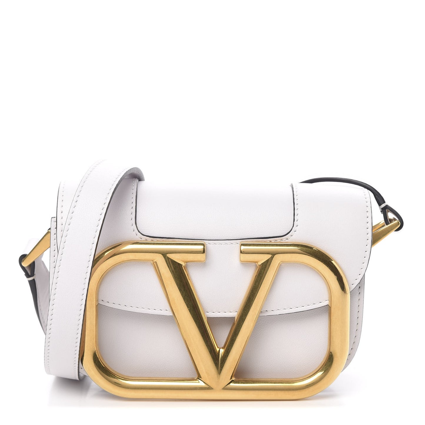 Calfskin Small Supervee Crossbody Bag Optic White