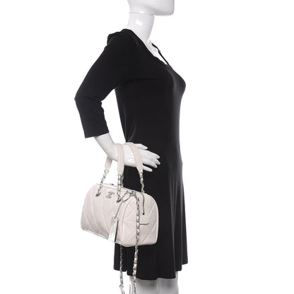Chanel Calfskin Quilted Small CC Bowling Bag White 3 of 11