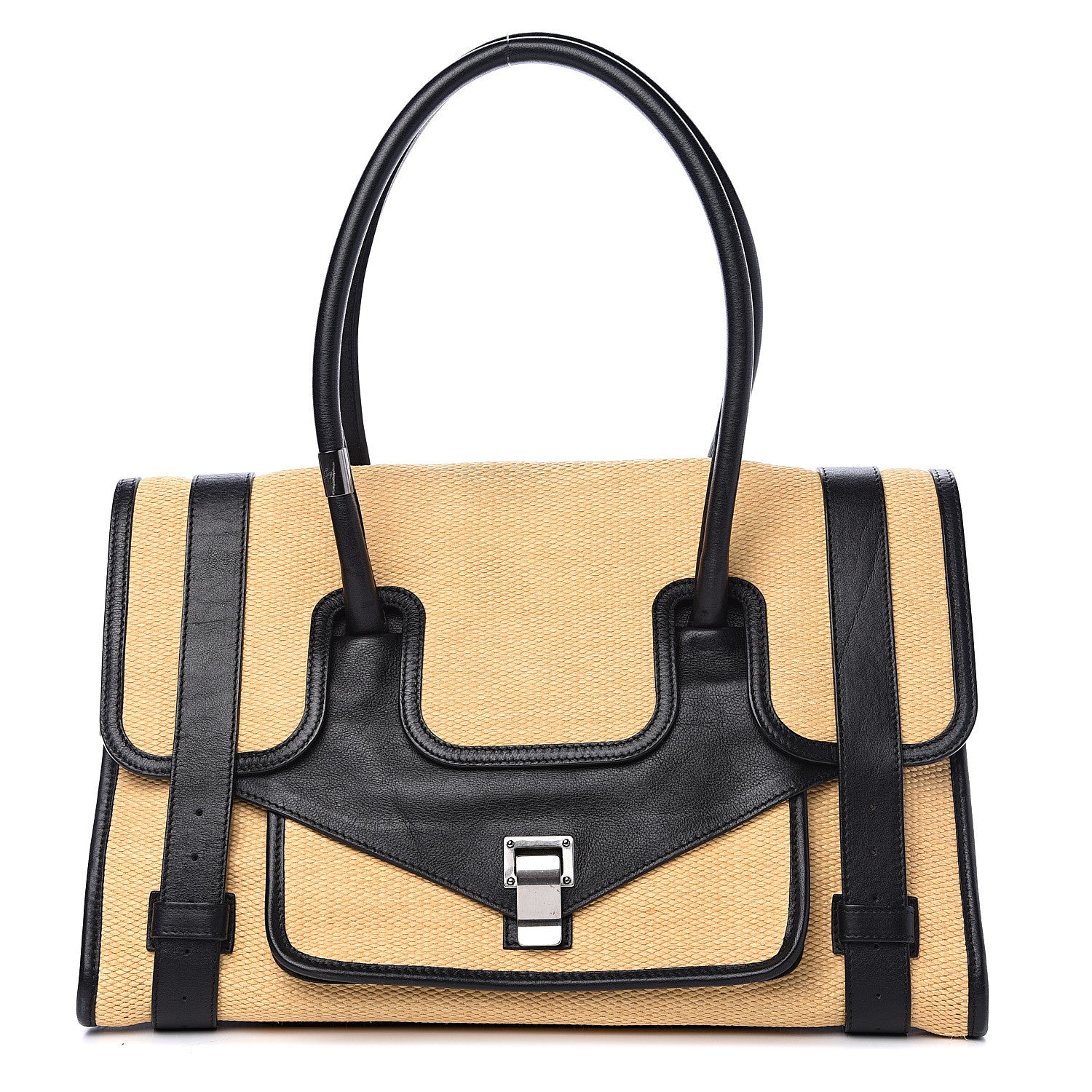 Proenza Schouler Calfskin Straw PS1 Keep All Black 1 of 15