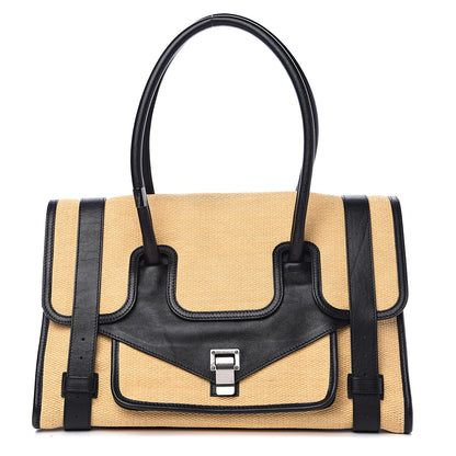 Proenza Schouler Calfskin Straw PS1 Keep All Black 1 of 15