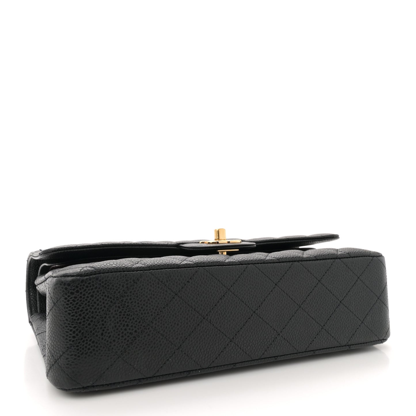 Caviar Quilted Medium Double Flap Black