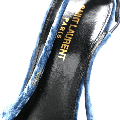 Saint Laurent Velvet Tom 90 Dream Slingback Pumps 37.5 Denim 10 of 11