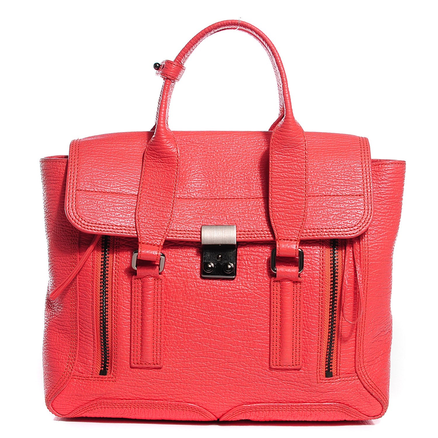 3.1 Phillip Lim 3.1 Textured Calfskin Medium Pashli Satchel Coral 1 of 12