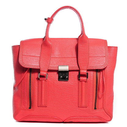3.1 Phillip Lim 3.1 Textured Calfskin Medium Pashli Satchel Coral 1 of 12