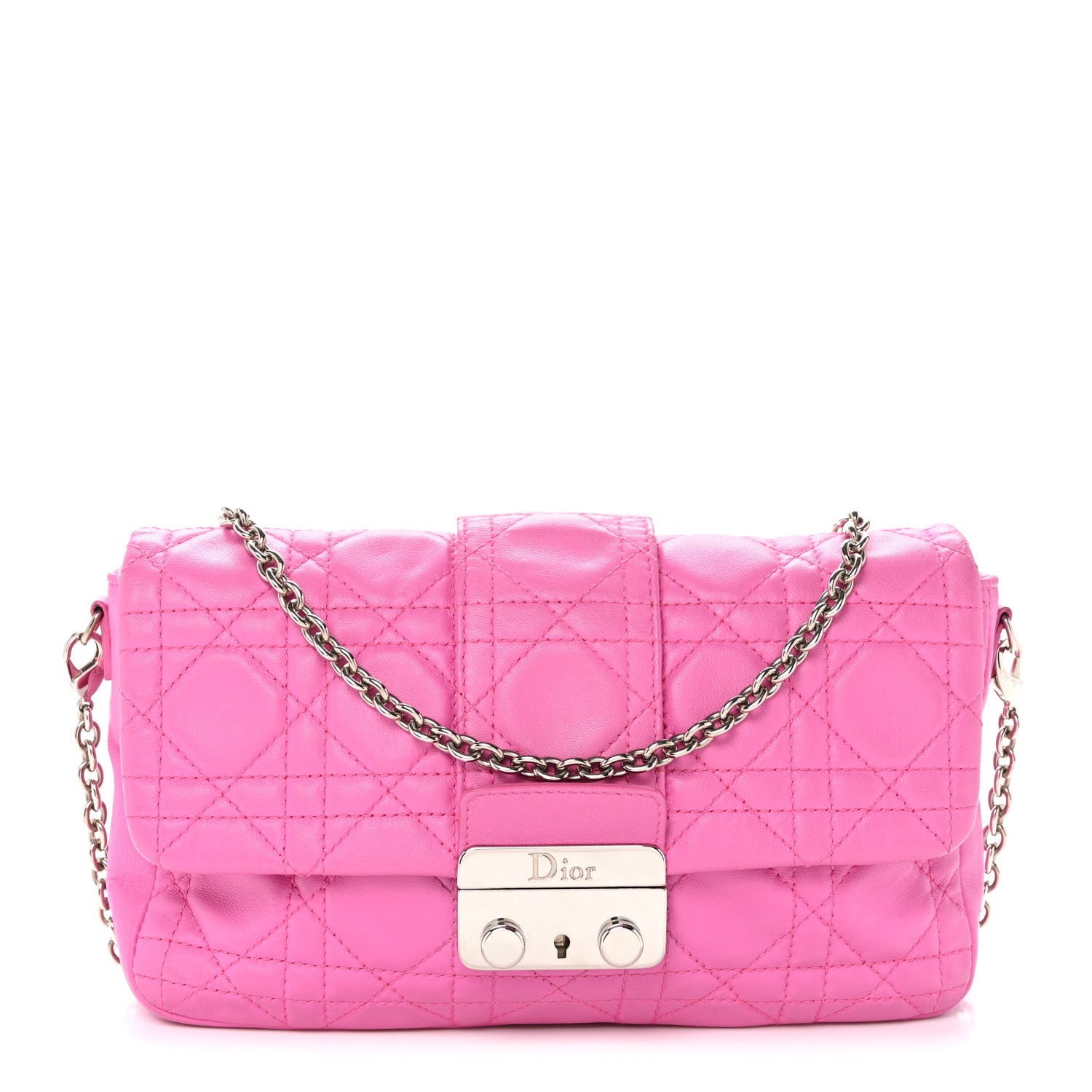 Christian Dior Lambskin Cannage Miss Dior Promenade Pouch Fuchsia