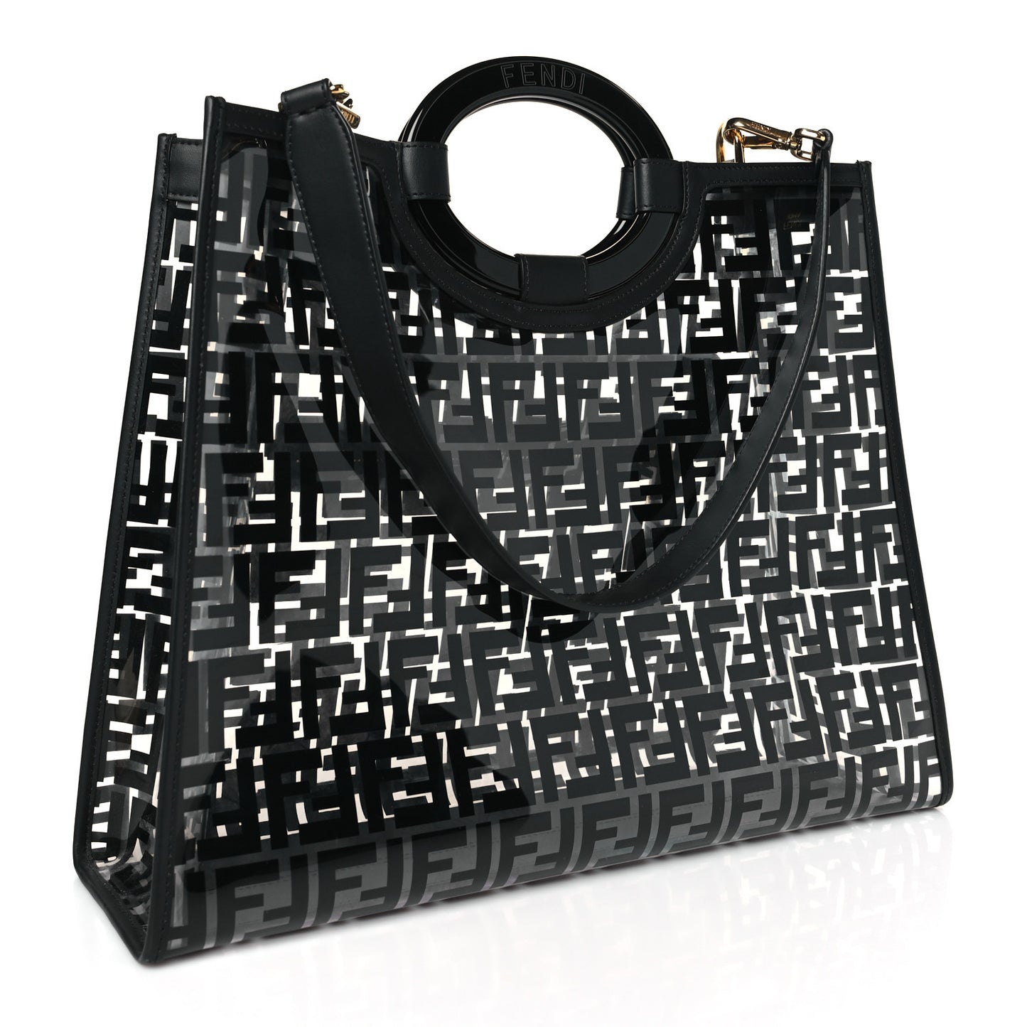 TPU FF Vitello Century Plexiglass Medium Runaway Shopper Tote Black
