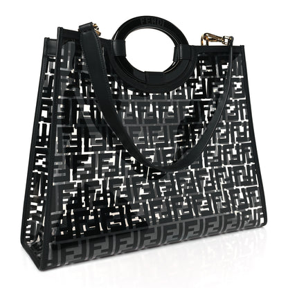 Fendi TPU FF Vitello Century Plexiglass Medium Runaway Shopper Tote Black 3 of 9