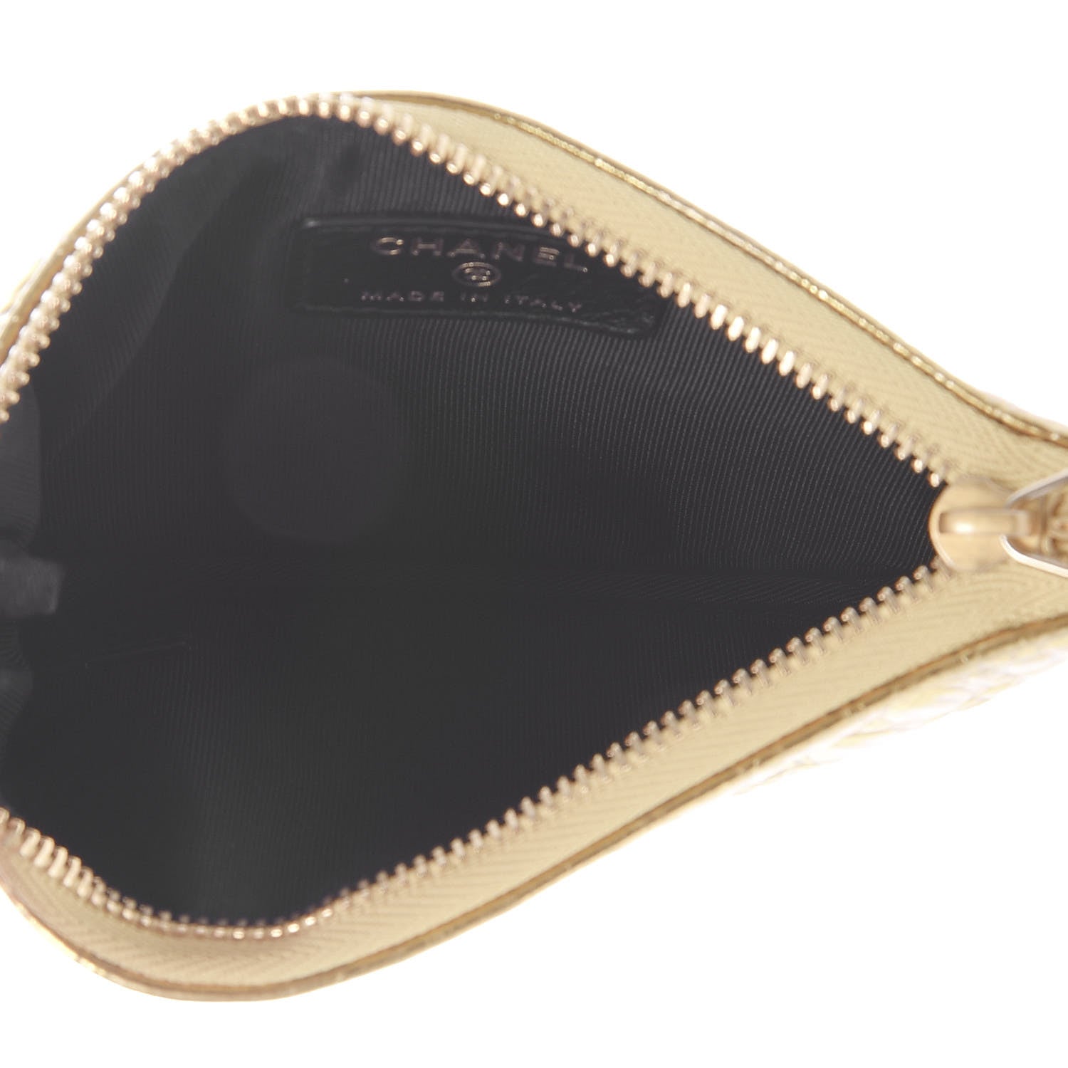 Chanel Metallic Calfskin Crocodile Embossed Cocodile Small Cosmetic Case Gold 5 of 7
