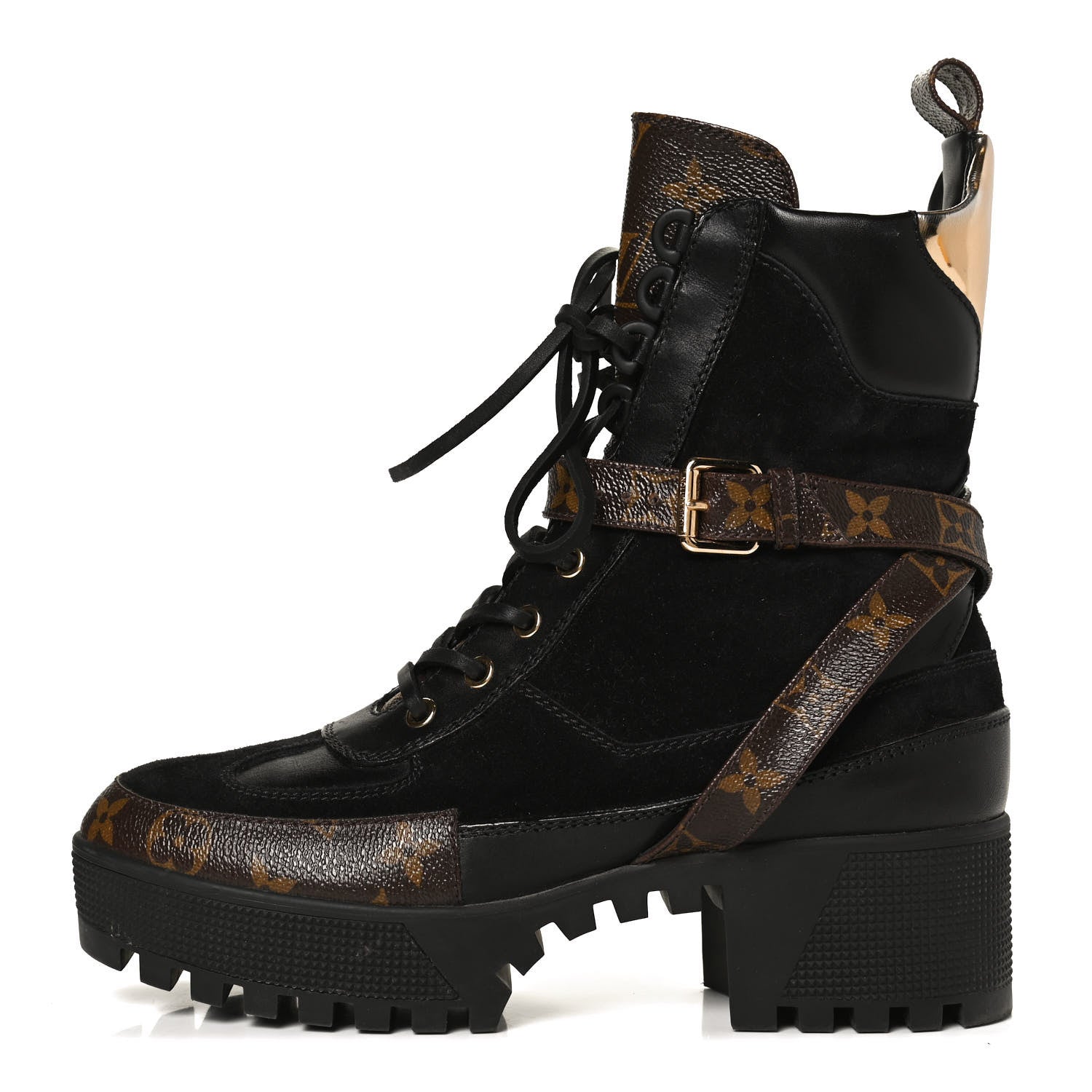 Louis Vuitton Suede Calfskin Monogram Laureate Platform Desert Boots 38.5 Black 1 of 11