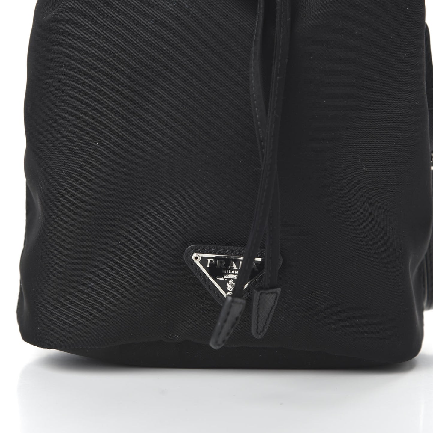 Saffiano Tessuto Nylon Vela Bucket Wristlet Black