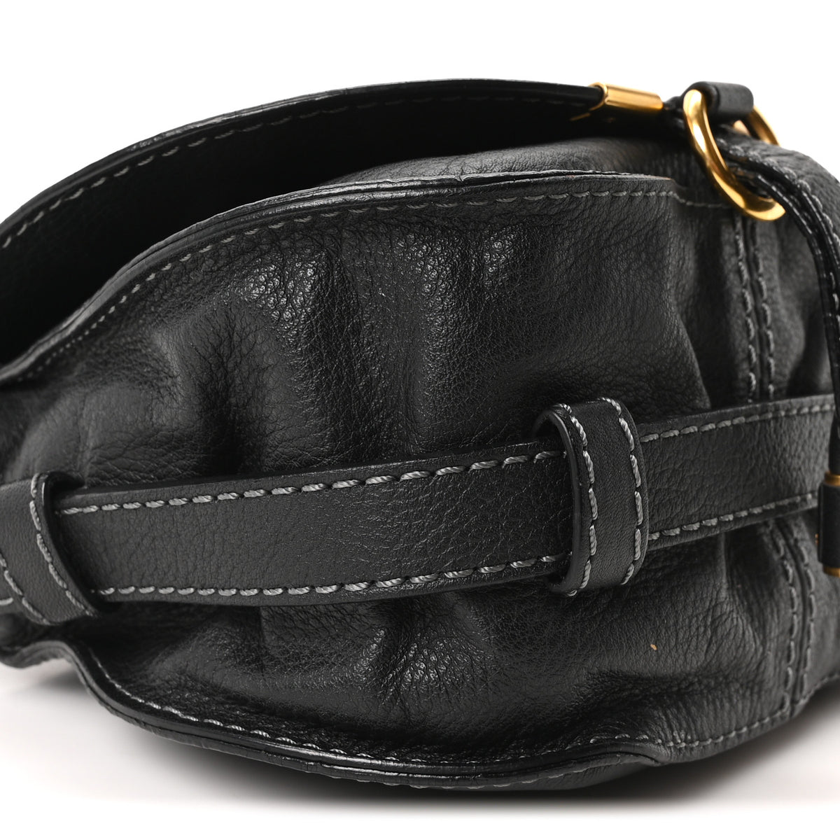 Calfskin Mini Marcie Round Crossbody Bag Black