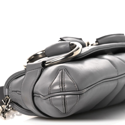 Gucci Nappa Vertical Matelasse Medium Maxi Horsebit Chain Shoulder Bag Grey 9 of 11