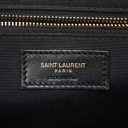 Saint Laurent Grain De Poudre Matelasse Chevron Large Monogram Satchel Black 6 of 10