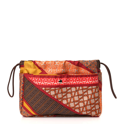 Hermes Silk Barenia Carre en Cravates Fourbi 20 PM Pouch Flamingo Pink Deer Brown 1 of 9