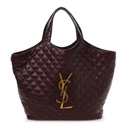 Saint Laurent Lambskin Quilted Maxi Icare Shopping Tote  Rouge Cabernet 1 of 11