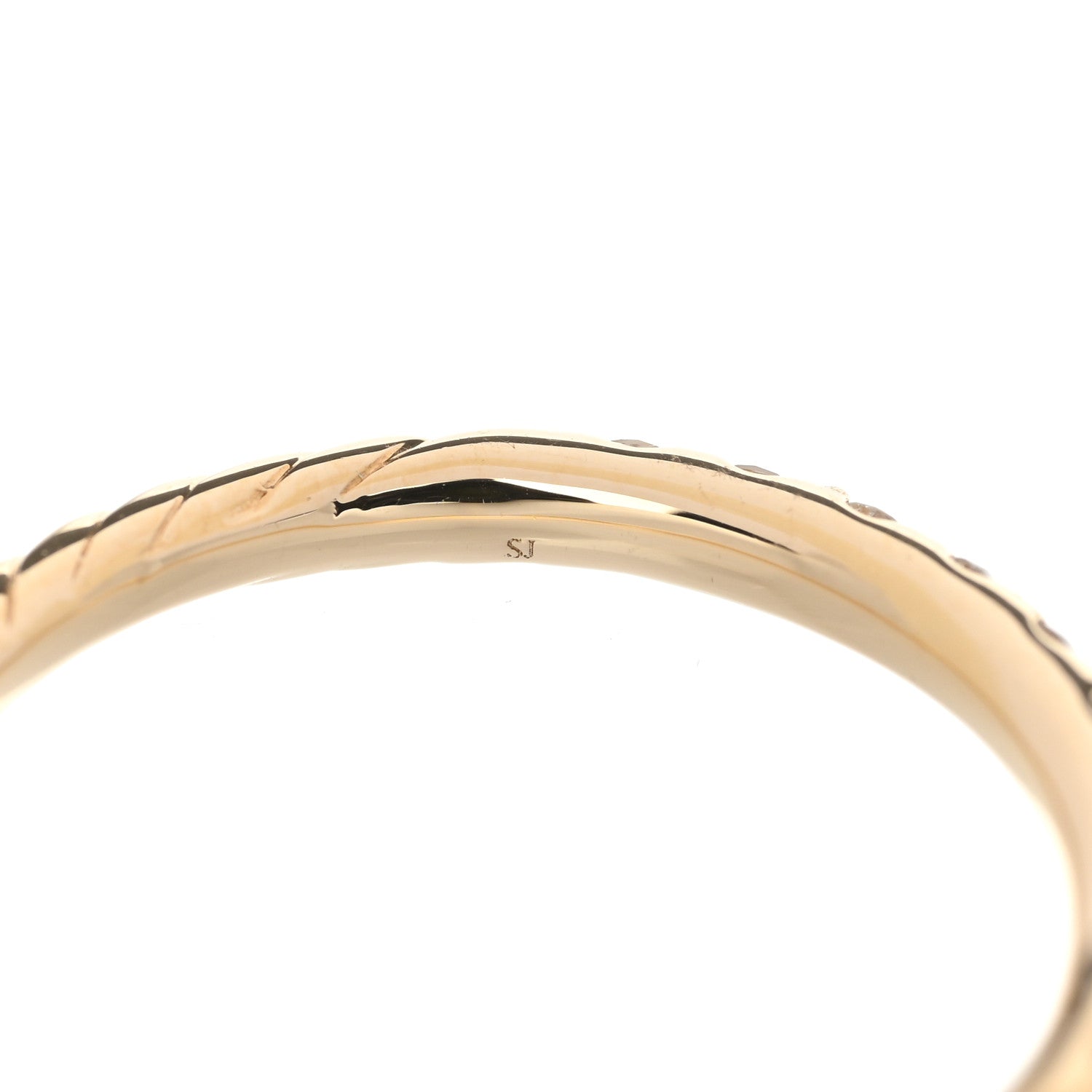 David Yurman 18K Yellow Gold Diamond 2mm Cable Collectibles Band Ring 52 6 5 of 5