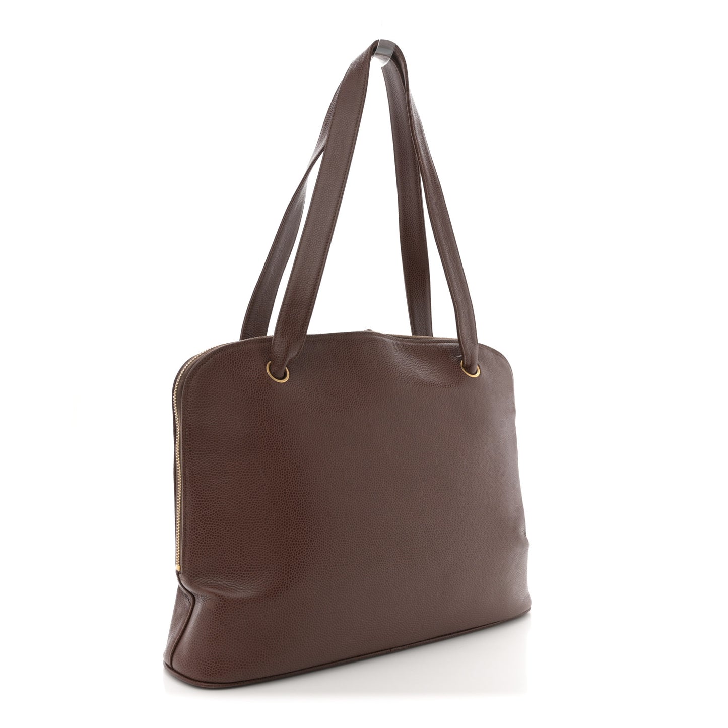 Caviar Large CC Shoulder Bag Brown