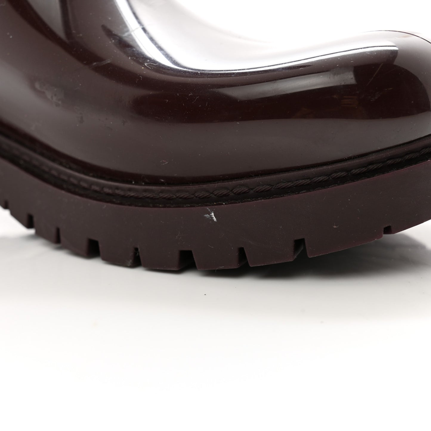 Rubber Embossed Monogram Splash Rain Boots 38 Burgundy