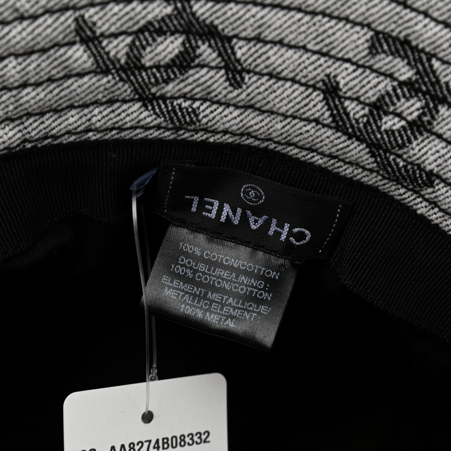 Denim CC Bucket Hat M White Black