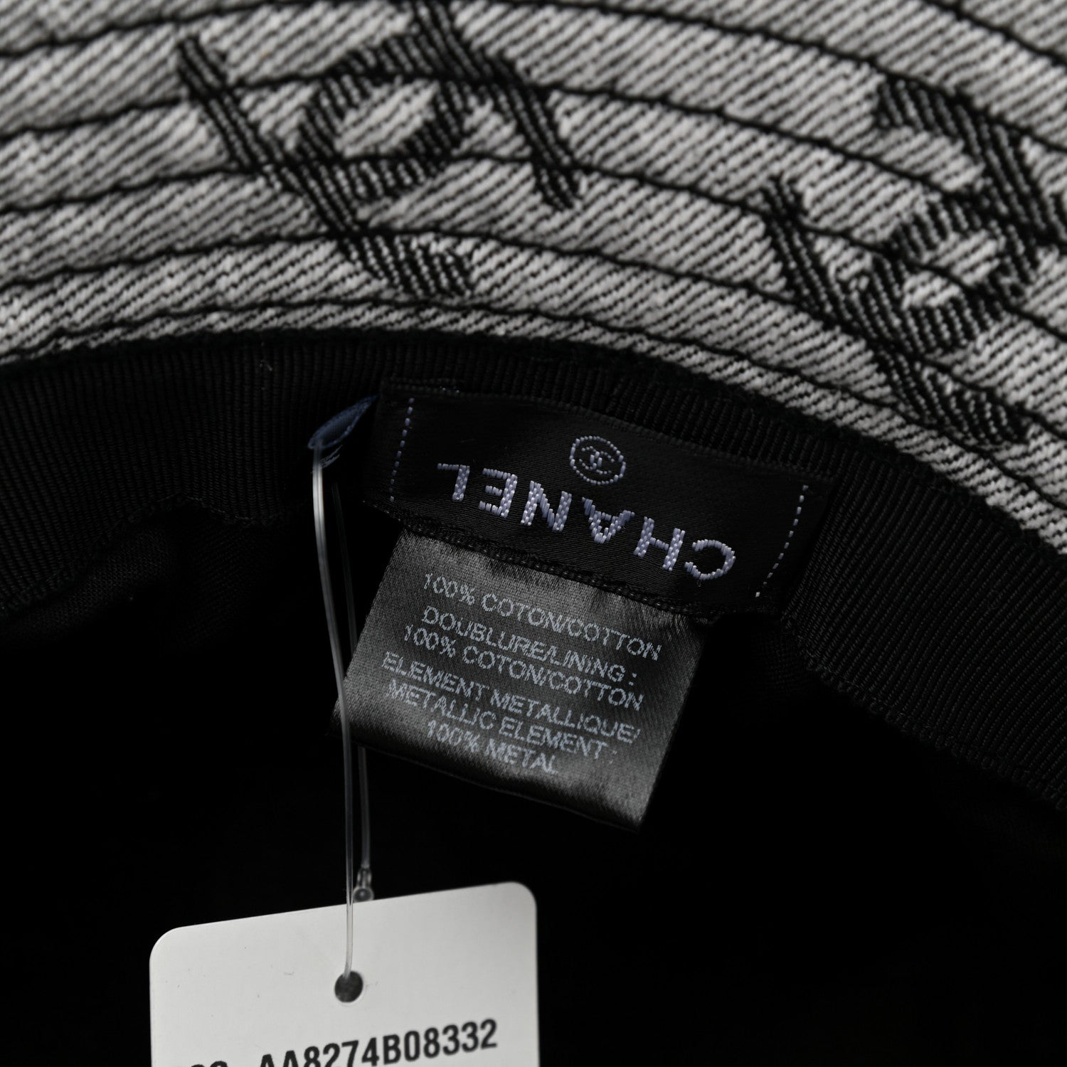 Chanel Denim CC Bucket Hat M White Black 8 of 8
