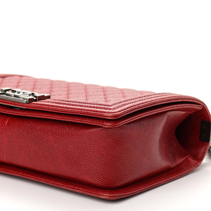Chanel Caviar Quilted New Medium Boy Flap Dark Red 10 of 12