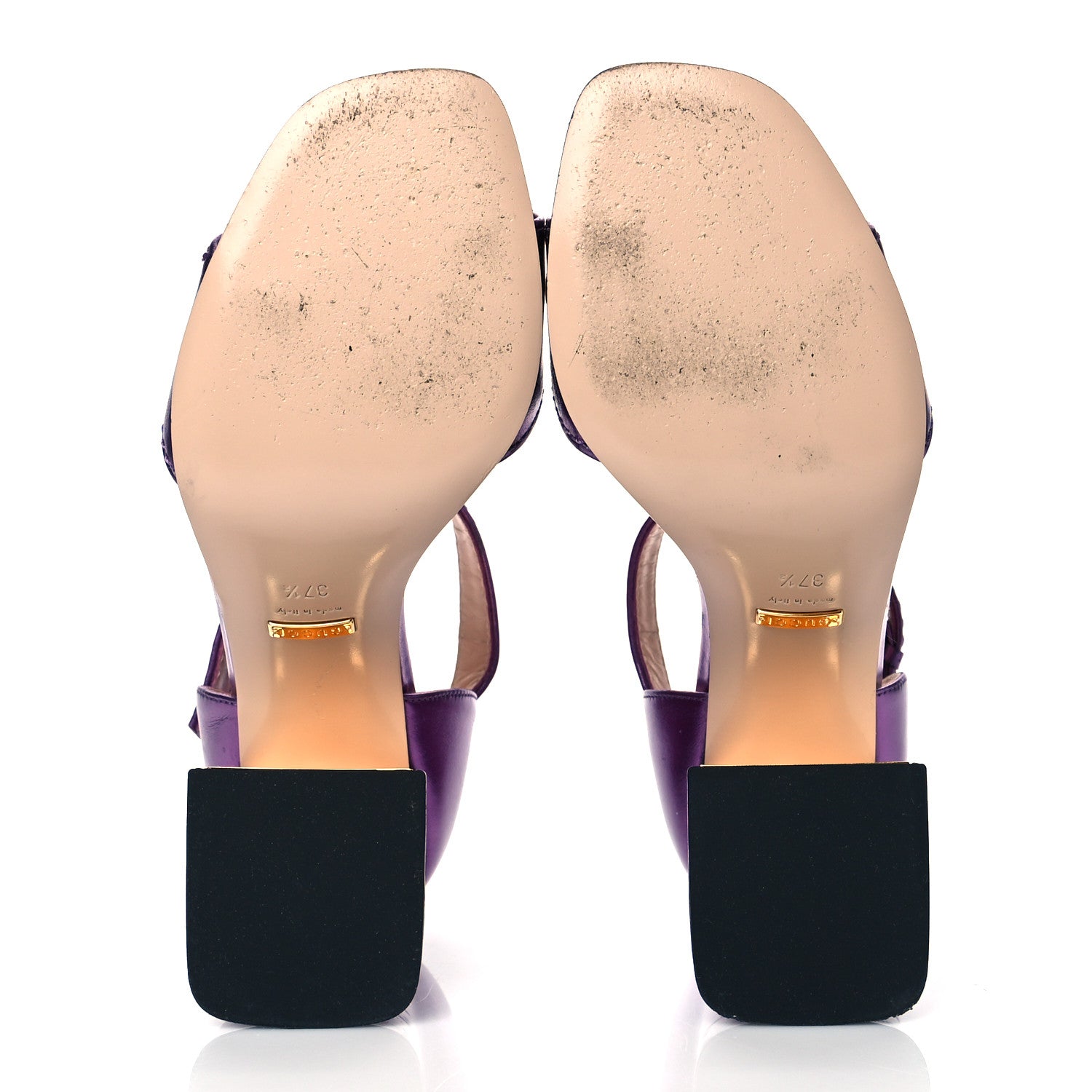 Gucci Metallic Nappa Horsebit Cross Strap 95mm Sandals 37.5 Violet 6 of 16
