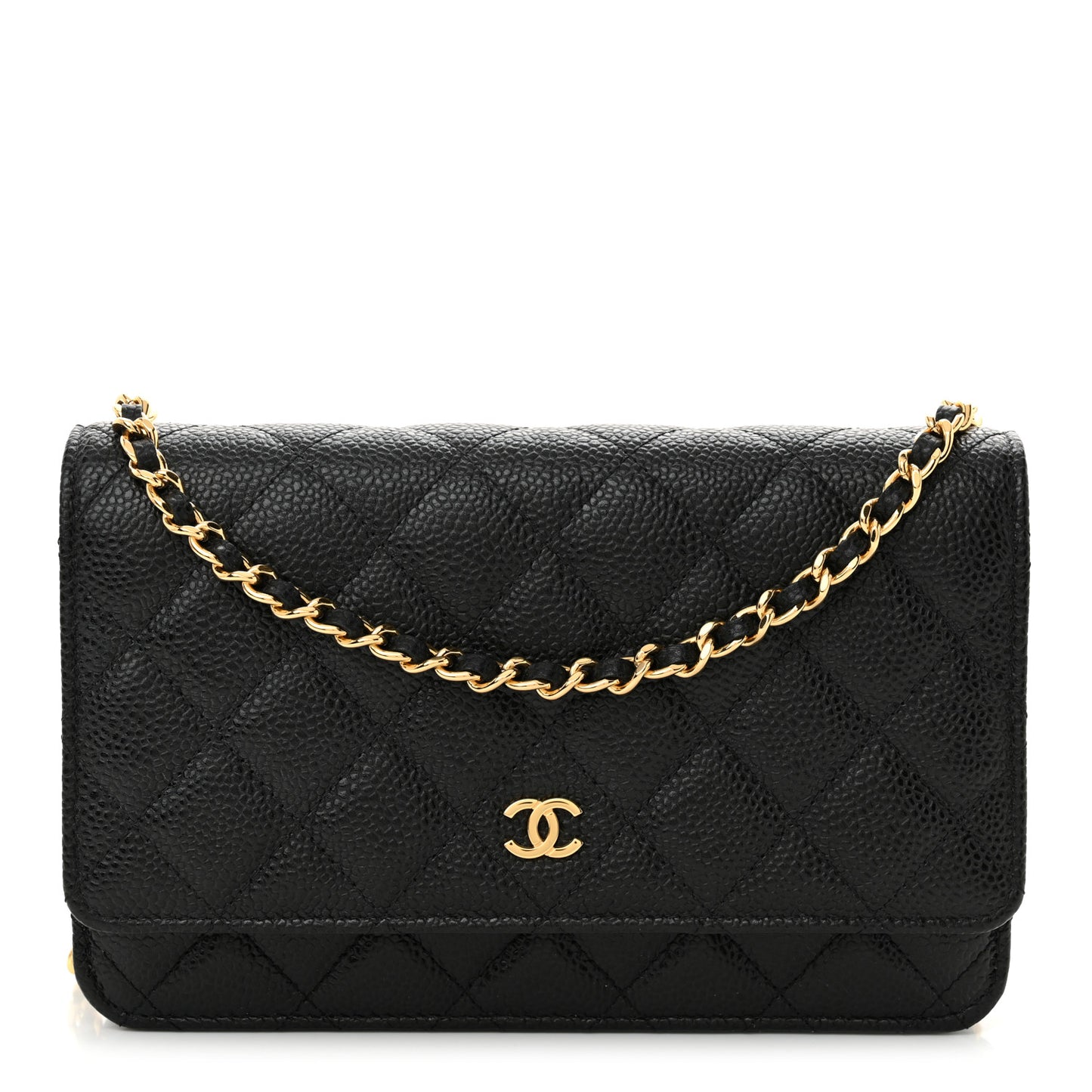 Caviar Quilted Wallet on Chain WOC Black