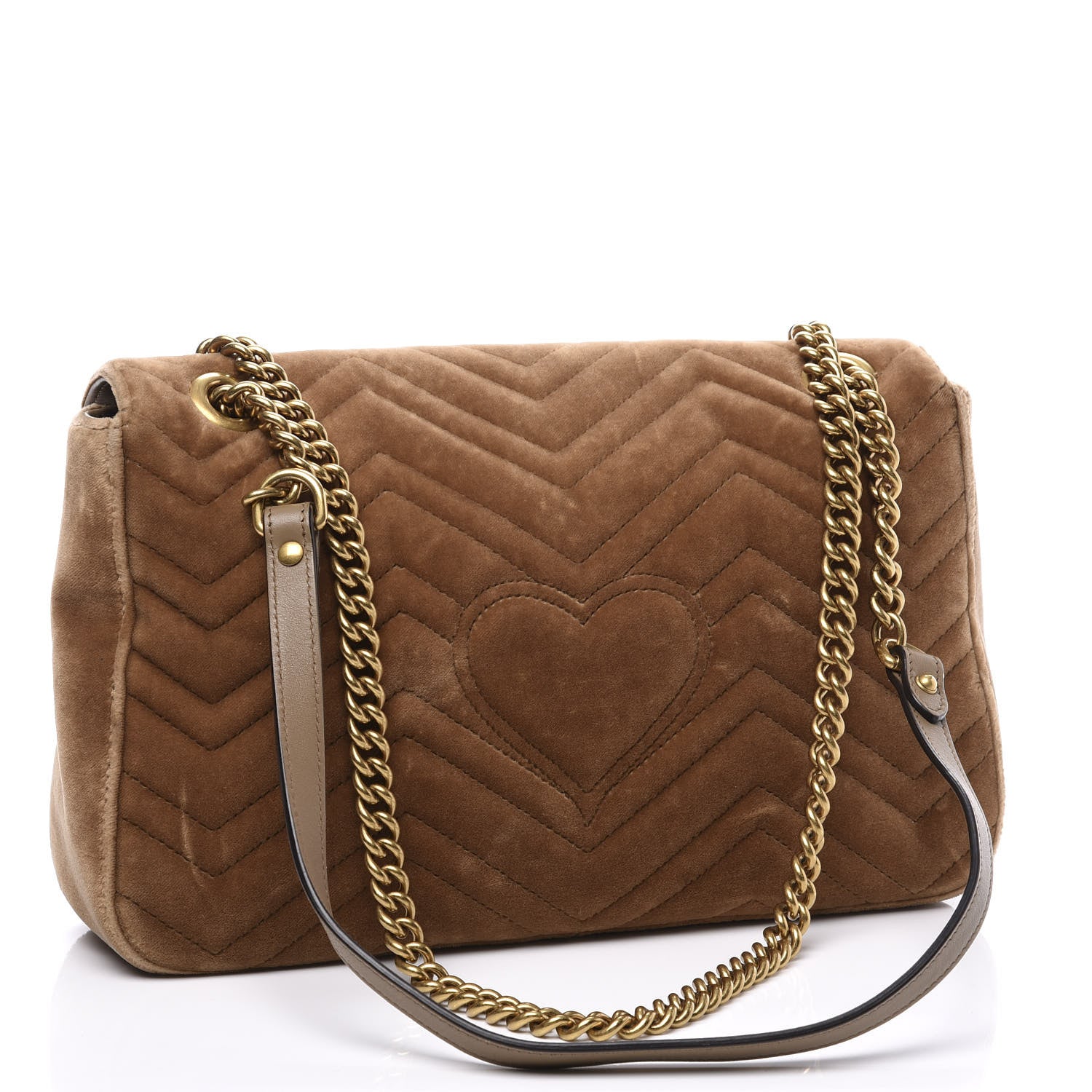 Gucci Velvet Matelasse Medium GG Marmont Shoulder Bag Taupe 3 of 10
