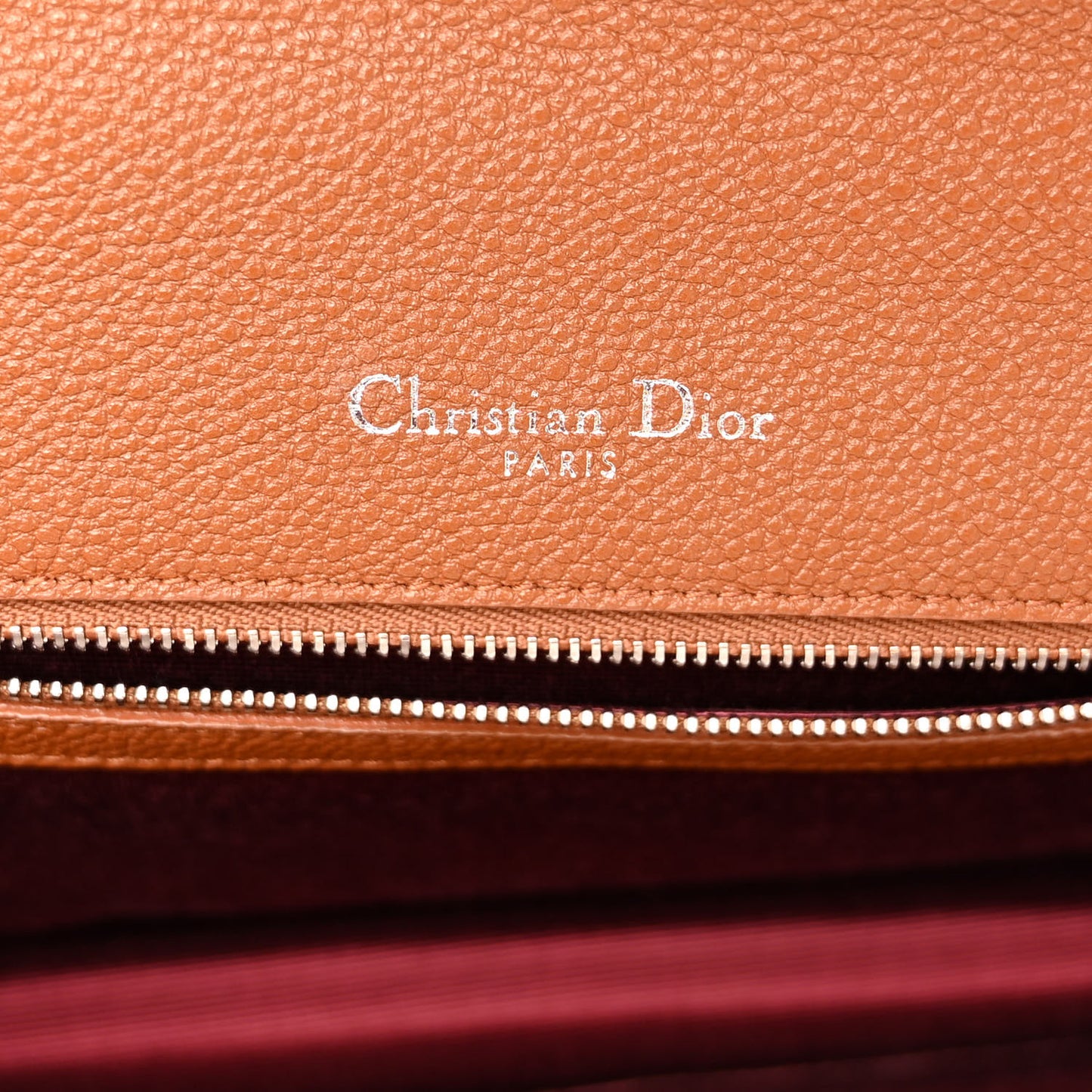 Grained Calfskin Medium Diorama Flap Bag Brown