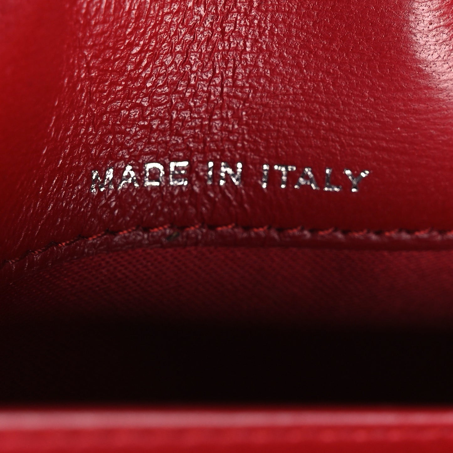 Lambskin Camellia Embossed Yen Wallet Dark Red