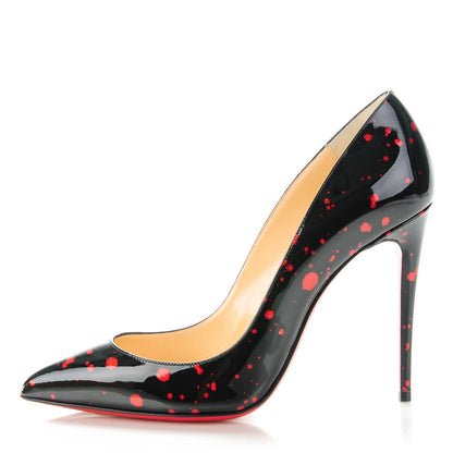 Christian Louboutin Patent Pollock Pigalle Follies 100 Pumps 37.5 Black Red 1 of 7