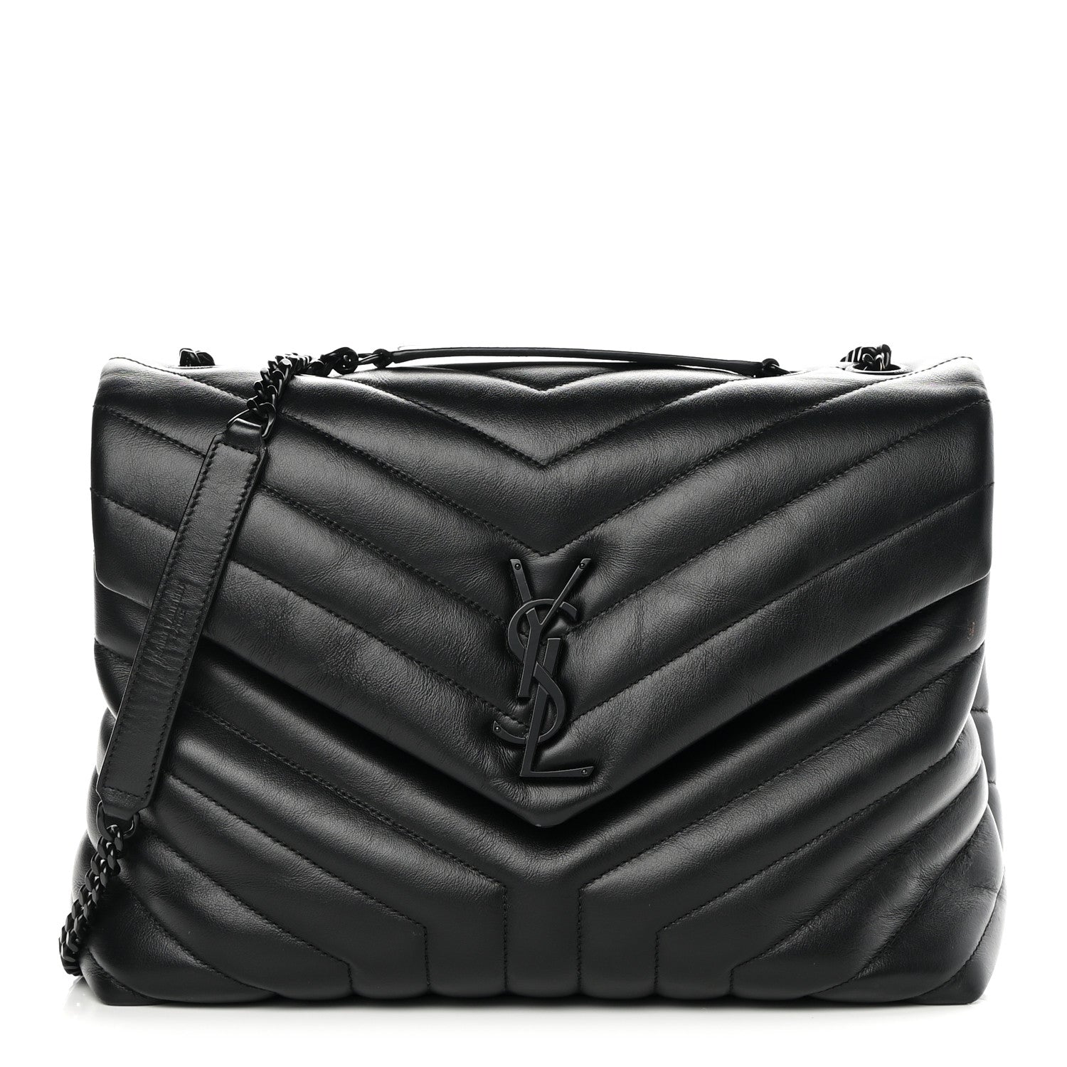 Saint Laurent Calfskin Y Quilted Monogram Monochrome Medium Loulou Chain Satchel Black 1 of 14