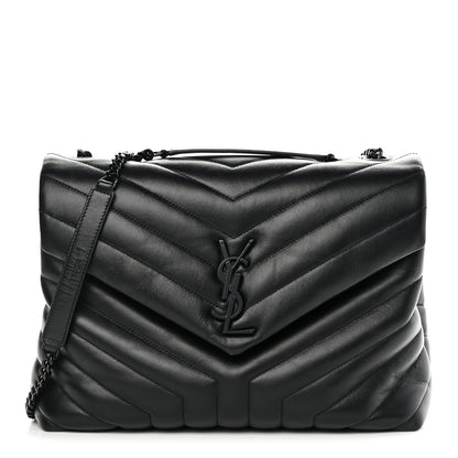 Saint Laurent Calfskin Y Quilted Monogram Monochrome Medium Loulou Chain Satchel Black 1 of 14